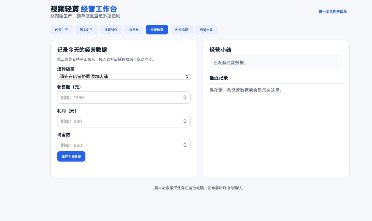 经营数据:记录每日经营数据